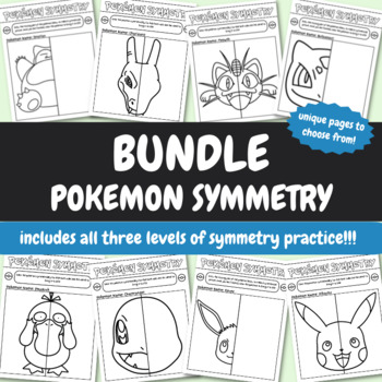 Preview of Pokemon Math Lines of Symmetry Activity Coloring Pages for PreK - 6th