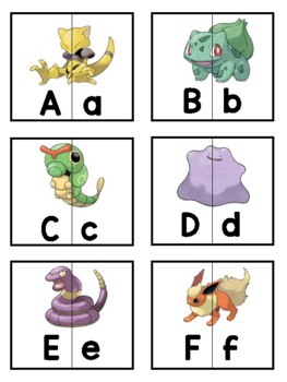 Preview of Pokemon Matching Alphabet