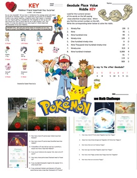 Preview of Pokemon Math- Back to School Task Cards- Addition, Subtraction, Multiplication