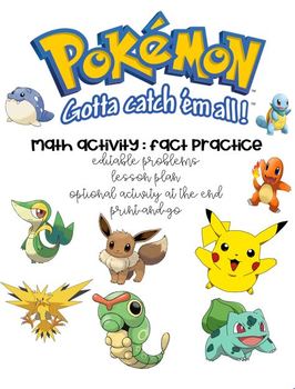 Preview of Pokemon Math Fact Game- Editable