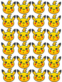 Preview of Pokemon Multiplication & Division Memory Game + Flashcards Bundle!