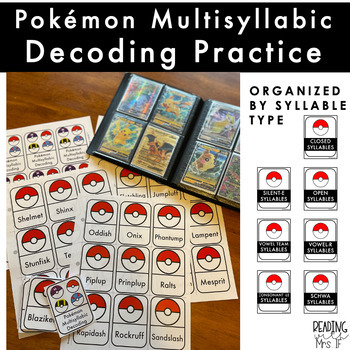 Preview of Pokemon Multisyllabic Decoding Practice (213 cards organized by syllable type)