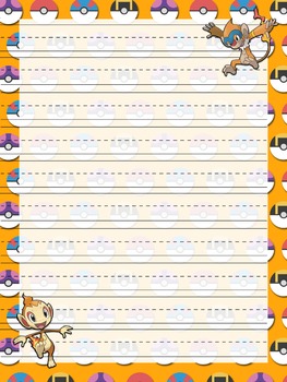 Pokemon Notebook Copywork Journal Pages Primary Lined by Larissa Nash