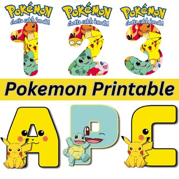 Preview of Pokemon Printable Letters A-Z and Numbers 0-9