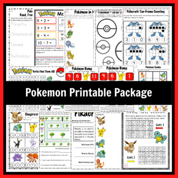 Preview of Pokemon Printable Package PreK-Grade 2