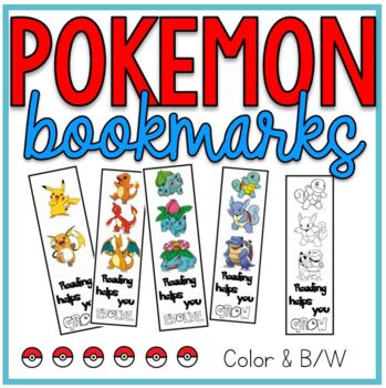 Preview of Pokemon Reading Bookmarks