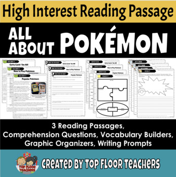 Preview of Pokémon Reading Passages Comprehension Activities