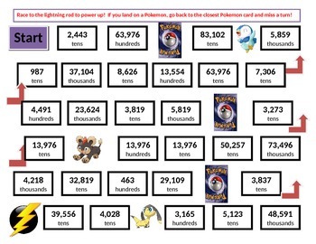 Preview of Pokemon Rounding Game Board using Place Value