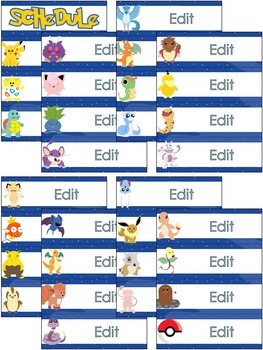Pokémon Schedule ~ Editable by Erin Thomson's Primary Printables
