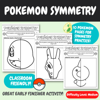 Preview of Pokemon Symmetry | Lines of Symmetry Activity | Pokemon Coloring Pages | MEDIUM