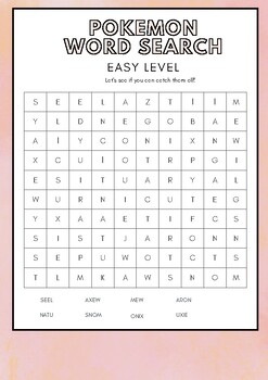 Pokemon Word Search 3 Levels by STEPS onlineAu | TPT