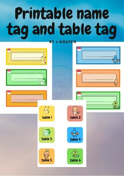 Preview of Pokemon name tag and table tag