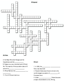 Poland culture geography people nature and fun facts crossword