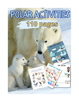 Preview of Polar Worksheet Arctic Animals Workbook for Prek, Kindergarten Polar Habitat