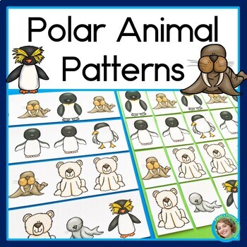 Preview of Polar Animals Patterns Math Center with AB  ABC  AAB and ABB patterns