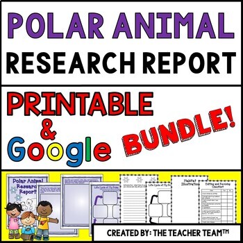 Preview of Polar Animal Report Printable and Google Slides Bundle