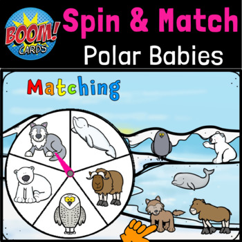 Preview of Polar Animals Matching Spinner Game | Back to School | Boom Cards