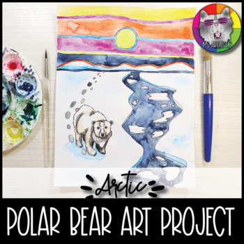 Preview of Polar Bear Art Project, Arctic Animal Winter Art Lesson for Middle School