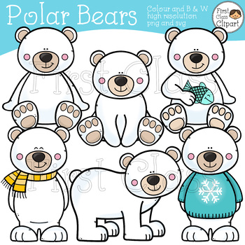 Polar Bear Clip Art Set by First Class Clipart | TpT