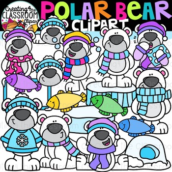 Preview of Polar Bear Clipart {Winter Clipart}