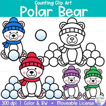 Polar Bear Counting Clipart | Winter Counting Clip Art by The Kitten Clips