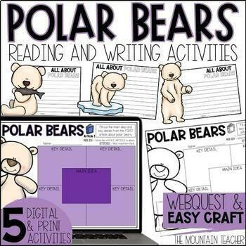 Preview of Polar Bear Facts Webquest | Reading Comprehension Activities & Writing Craft