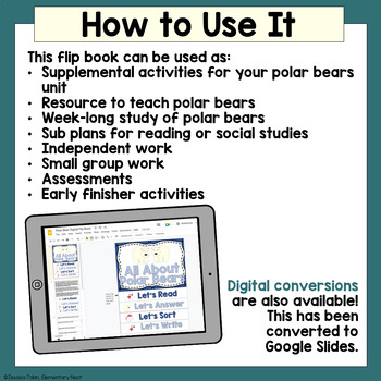 Polar Bear Activities - Polar Bears Reading and Writing Flip Book with Craft