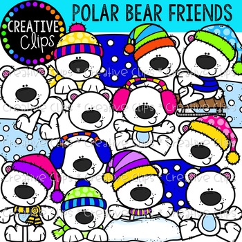 Polar Bear Friends: Winter Clipart {Creative Clips Clipart} | TpT