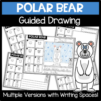 Preview of Polar Bear Directed Drawing | Winter Art Project| Winter Writing Center Activity