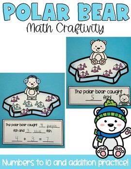 Preview of Polar Bear Math Craft | Winter Math Craft | Numbers to 10 and Addition