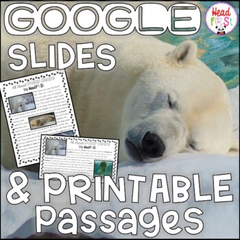 Preview of Polar Bear NONFICTION GOOGLE SLIDES and PRINTABLE Passages and Activities