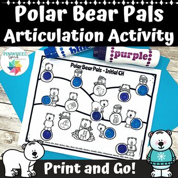 Preview of Polar Bear Pals Winter Articulation Printable Worksheets Speech Therapy Activity