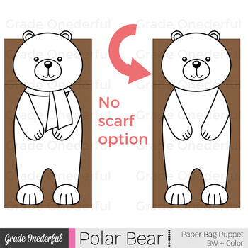 Polar Bear Paper Bag Puppet by Grade Onederful | TPT