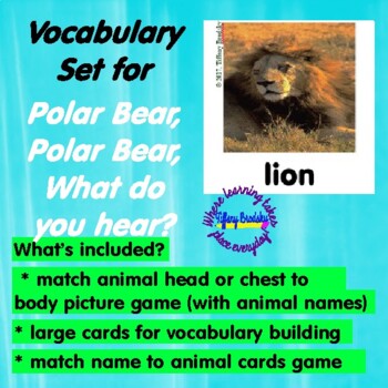 Preview of Polar Bear Polar Bear What do You Hear? Vocabulary and Match Game Cards