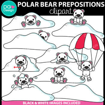 Preview of Polar Bear Prepositions Clipart | Arctic Animals Clipart | Winter Clipart