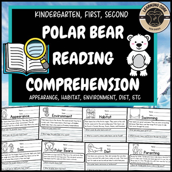 Preview of Polar Bear Reading Comprehension Passages Unit Kindergarten First Second 