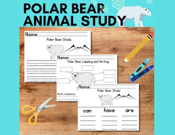Preview of Polar Bear Research Study- Science Learn: Labeling, Coloring, Writing