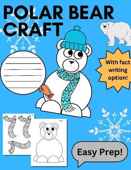 Polar Bear Winter Craft- Kindergarten, Shapes, Writing, Fine Motor, Holiday