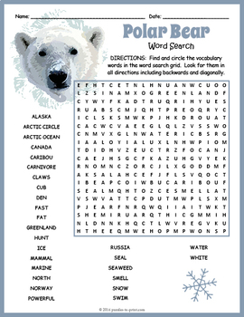 All About Polar Bears Word Search by Puzzles to Print | TpT