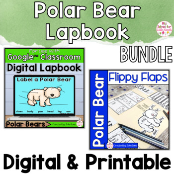 Preview of Polar Bears Activities Interactive Notebook Digital and Printable Bundle