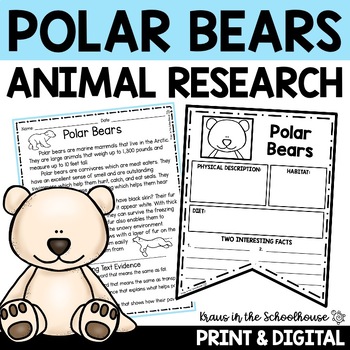 Preview of Polar Bears Research Reading Writing | Animal Research Report