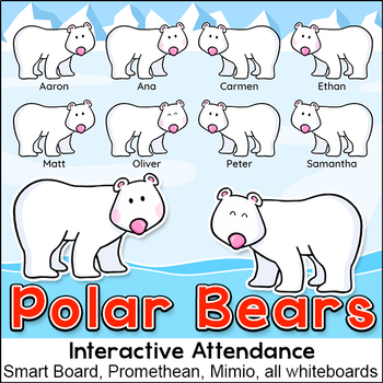 Preview of Polar Bears Theme Attendance with Lunch Count for Interactive Whiteboards