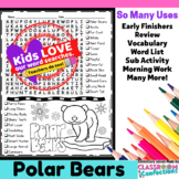 Polar Bears Word Search Activity : Early Finishers : Morning Work