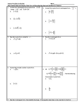 Preview of Polar Coordinates and Equations and Polar Form of Complex Numbers Review