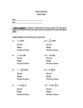 Preview of Polar Coordinates Student Worksheet