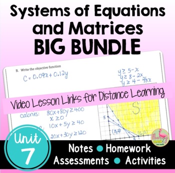 Preview of Systems and Matrices BIG Bundle with Lesson Videos (Unit 7)