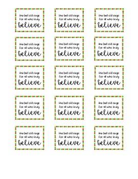 Polar Express Believe Tags by Kailey Venable | Teachers Pay Teachers