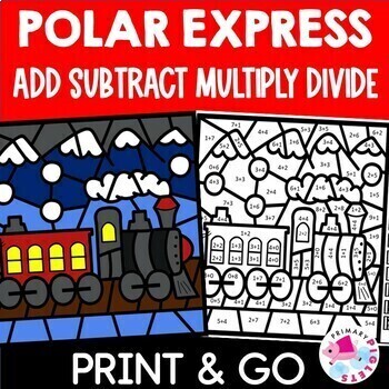 Preview of Polar Express Math Color By Number Code Addition Subtraction Multiplication