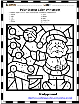 Polar Express Color by Number Worksheets,AND DECEMBER FUN! K-1 by super ...