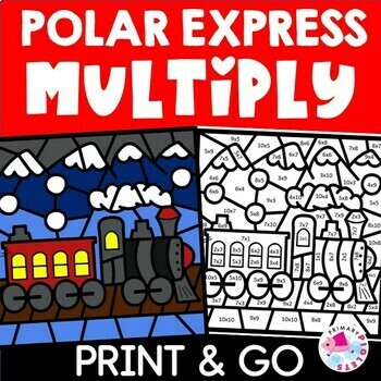 Preview of Polar Express Coloring Pages Color by Number Code Multiplication Facts Practice 